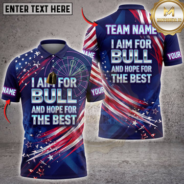 Maxcorners Darts American Flag Bullseye And Best Player Typography Personalized Name 3D Unisex Shirt