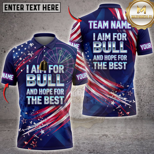 Maxcorners Darts American Flag Bullseye And Best Player Typography Personalized Name 3D Unisex Shirt