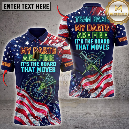 Maxcorners Darts American Flag My Darts Are Fine Its The Board That Moves Personalized Name 3D Unisex Shirt
