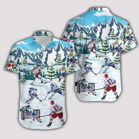 Maxcorners Christmas Let’S Play Hockey Hawaiian Shirt