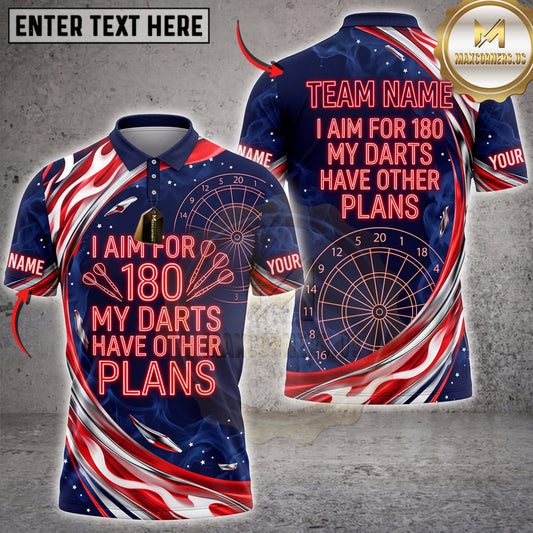 Maxcorners Darts American Flag I Aim For 180 My Darts Have Other Plans Personalized Name 3D Unisex Shirt