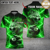 Maxcorners Billiards 8 Ball Alpha Strike Lightning Wolf Personalized Name Shirt (4 Colors)