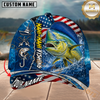 Maxcorners Fishing American Flag Personalized Name 3D Cap