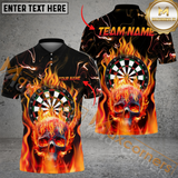 Maxcorners Darts Skull Rose Fire Customized Name, Team Name 3D Polo Shirt