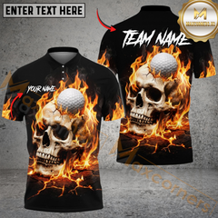 Maxcorners Savage Skull Golfer Polo Shirt Multicolor Customized Name, Team Name Shirts
