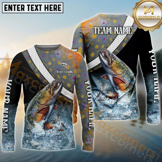 Maxcorners Fishing Skin Water Custom Name & Team Name 3D Shirts