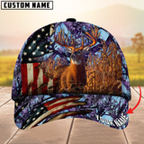 Maxcorners Deer Hunting American Flag Camouflage Pattern Multicolor Personalized Name 3D Cap