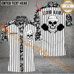 Max Corner Personalized Name and Team name Skull Vertical Stripes Pickleball 3D Polo Shirt
