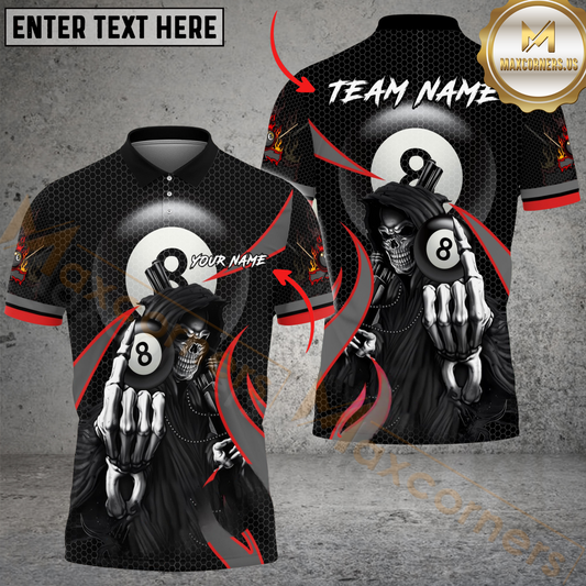 Maxcorners Billiard Ball 8 Playful Reaper Multicolor Options Personalized Name, Team Name 3D Shirt
