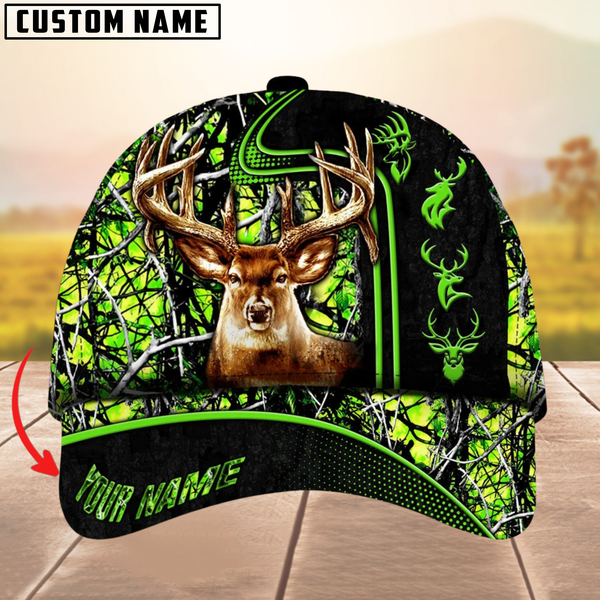 Maxcorners Beautiful Deer Hunting Version 2 Camouflage Pattern Multicolor Personalized Name 3D Cap