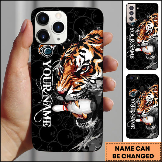 Maxcorners Bowling Fierce Tiger Bite Pin Personalized Name 3D Phone Case