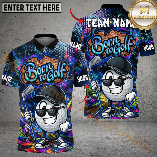 Maxcorners Graffiti Swing King Golf Polo Customized Name, Team Name 3D Shirts (4 Colors)
