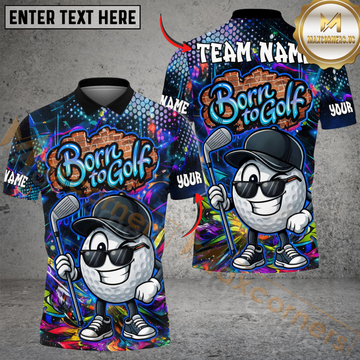 Maxcorners Graffiti Swing King Golf Polo Customized Name, Team Name 3D Shirts (4 Colors)