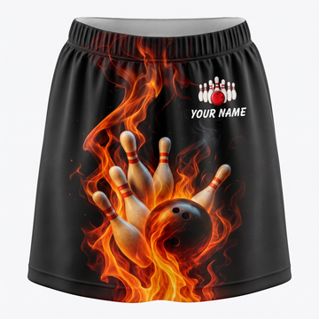 Maxcorners Bowling Flaming Ball And Pins Personalized 3D Skirts With Shorts