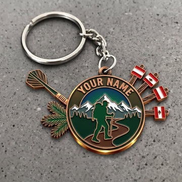 Maxcorners Hiking Mountain Trail Arrow And Backpacker Customized Name 3D Keychain And Ornament