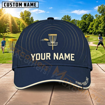Maxcorners Disc Golf Minimalist Gold Chain Basket Personalized Name 3D Cap