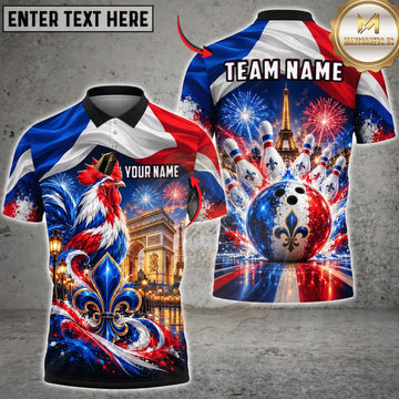Maxcorners Bowling France Flag Eagle Bowling Personalized Name 3D Unisex Shirt