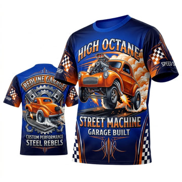 Maxcorners Personalized Car Classic Muscle Car 3D T-Shirt – High Octane Royal Blue Street Machine