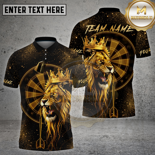 Maxcorners Dart Golden Lion Crown Power Dartboard Multicolor Options Personalized Name, Team Name 3D Shirt (4 Colors)