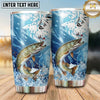 Maxcorners Fishing Tumbler Aqua Doodle Splash Design Personalized Name Tumbler (13 Species)