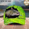 Maxcorners Fishing Neon Green Lure Design Personalized Name 3D Cap (12 Fish Species)