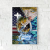 Maxcorners Walleye Fishing Faith Cross USA Flag Art Personalized Name 3D Poster