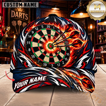Maxcorners Darts Dartboard Fiery Flame Explosion Artwork Customized Name 3D Cap