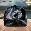 Maxcorners Fishing Olive Compass Halftone Splash Personalized Name 3D Cap (12 Fish Species)