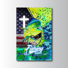 Maxcorners Mahi Mahi Fishing Faith Cross USA Flag Splash Art Personalized Name 3D Poster