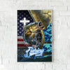 Maxcorners Largemouth Bass Fishing Faith Cross USA Flag Power Art Personalized Name 3D Poster