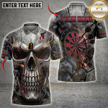 Maxcorners Darts Flaming Skull And Red Dartboard Personalized Name 3D Unisex Shirt
