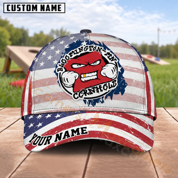 Maxcorners Cornhole Patriotic Cartoon Bean Bag Mascot American Flag Personalized Name 3D Cap