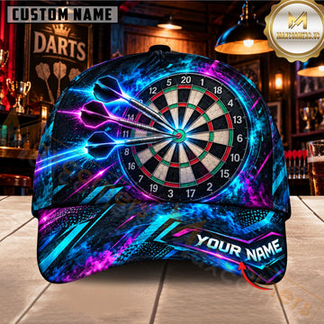 Maxcorners Darts Dartboard Electric Lightning Swirl Effect Customized Name 3D Cap
