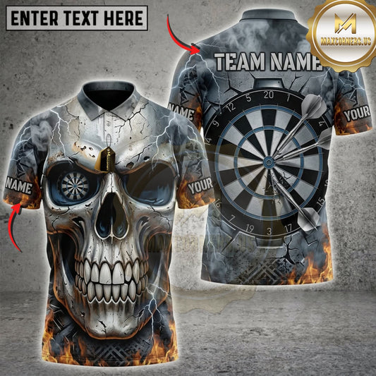 Maxcorners Darts Golden Skull And Metallic Dartboard Personalized Name 3D Unisex Shirt