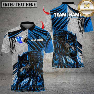 Maxcorners Flame Wolf Bowling Design Multicolor Customized Name, Team Name 3D Shirts