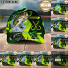 Maxcorners Fishing Green Neon Hook Splash Multiple Options Personalized Name 3D Cap (12 Fish Species)