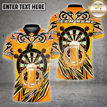 Maxcorners Darts Shirt Beer Darts Dartboard Tribal Pattern Multicolor Options Personalized Name, Team Name 3D Shirt