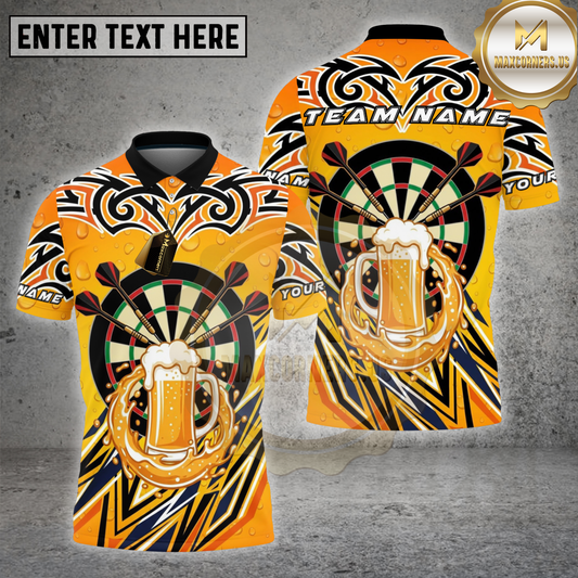 Maxcorners Darts Shirt Beer Darts Dartboard Tribal Pattern Multicolor Options Personalized Name, Team Name 3D Shirt