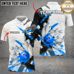 Maxcorners Bowling White Chaos Personalized Name Men And Women 3D Polo Shirt Custom Bowling Team Jersey (4 Colors)