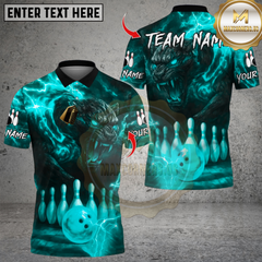 Maxcorners Black Panther Lightning Bowling Multicolor Customized Name, Team Name 3D Shirts