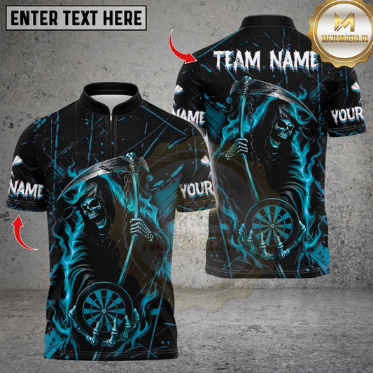 Maxcorners Flaming Reaper Darts Multicolor Customized Name, Team Name 3D Shirts
