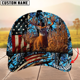 Maxcorners Deer Hunting American Flag Camouflage Pattern Multicolor Personalized Name 3D Cap