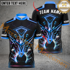 Maxcorners Digital Bowling Jersey Multicolor Option Customized Name, Team Name 3D Polo Shirt