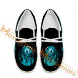 Maxcorners Billiard Ball 8 Cyan Heavenly Flame Personalized Name Canvas Loafer Shoes