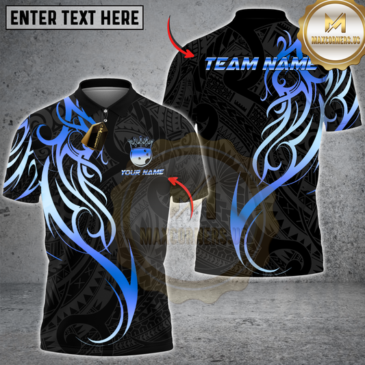 Maxcorners Bowling Sport Golden Tribal Crown Multicolor Customized Name, Team Name 3D Shirts