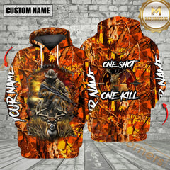 Maxcorners One Shot, One Kill Custom Name Deer Hunting All Over Print Shirt Best Gift For Hunter