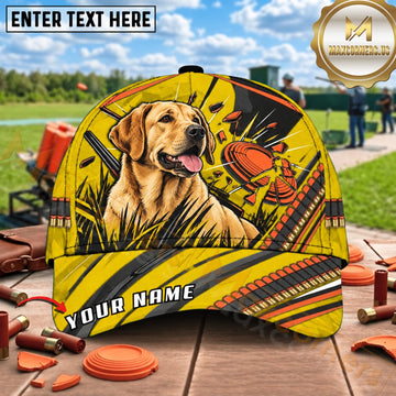 Maxcorners Yellow Labrador Clay Target Shotgun Trap Shooting Personalized Name 3D Cap