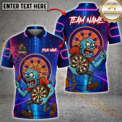 Maxcorners  Darts Angry Zombie Throw With Neon Style Personalized Name 3D Unisex Shirt