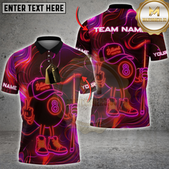 Maxcorners Neon Style 8-Ball Billiard Multicolor Customized Name, Team Name 3D Shirt