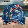 Maxcorners Fishing American Flag Personalized Name 3D Cap